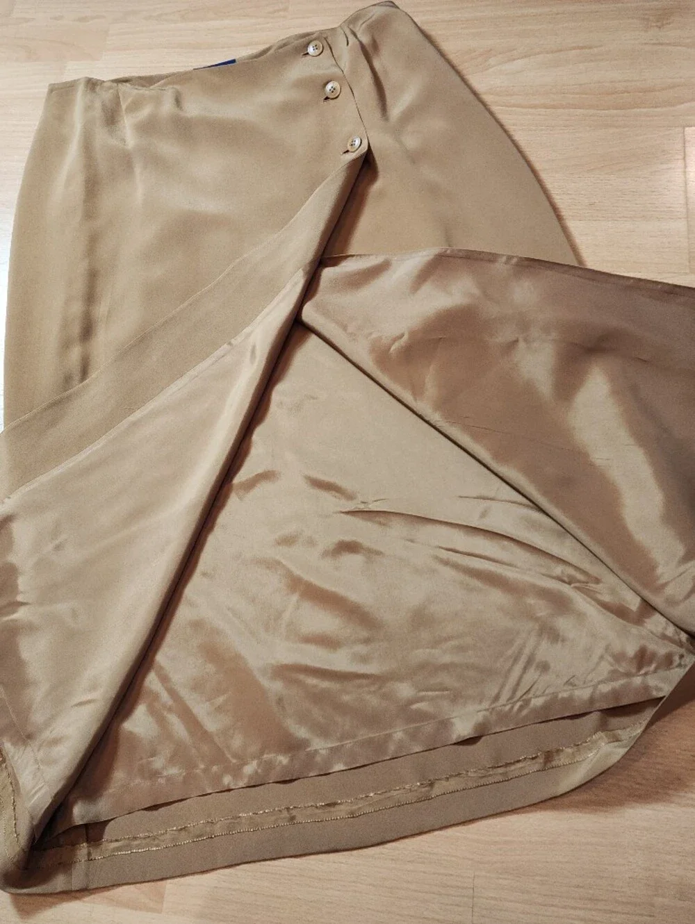 100% Silk Wrap Maxi Skirt Golden Brown Bronze Tan Charter Club Women's Size 16